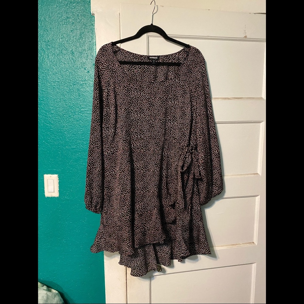 Polkadot faux wrap dress